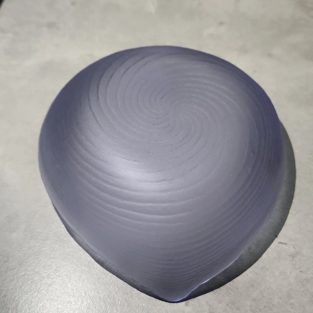 Vintage Laslo For Mikasa Japan Bluish Glass Dish Swirl Ridged Frosted Exterior